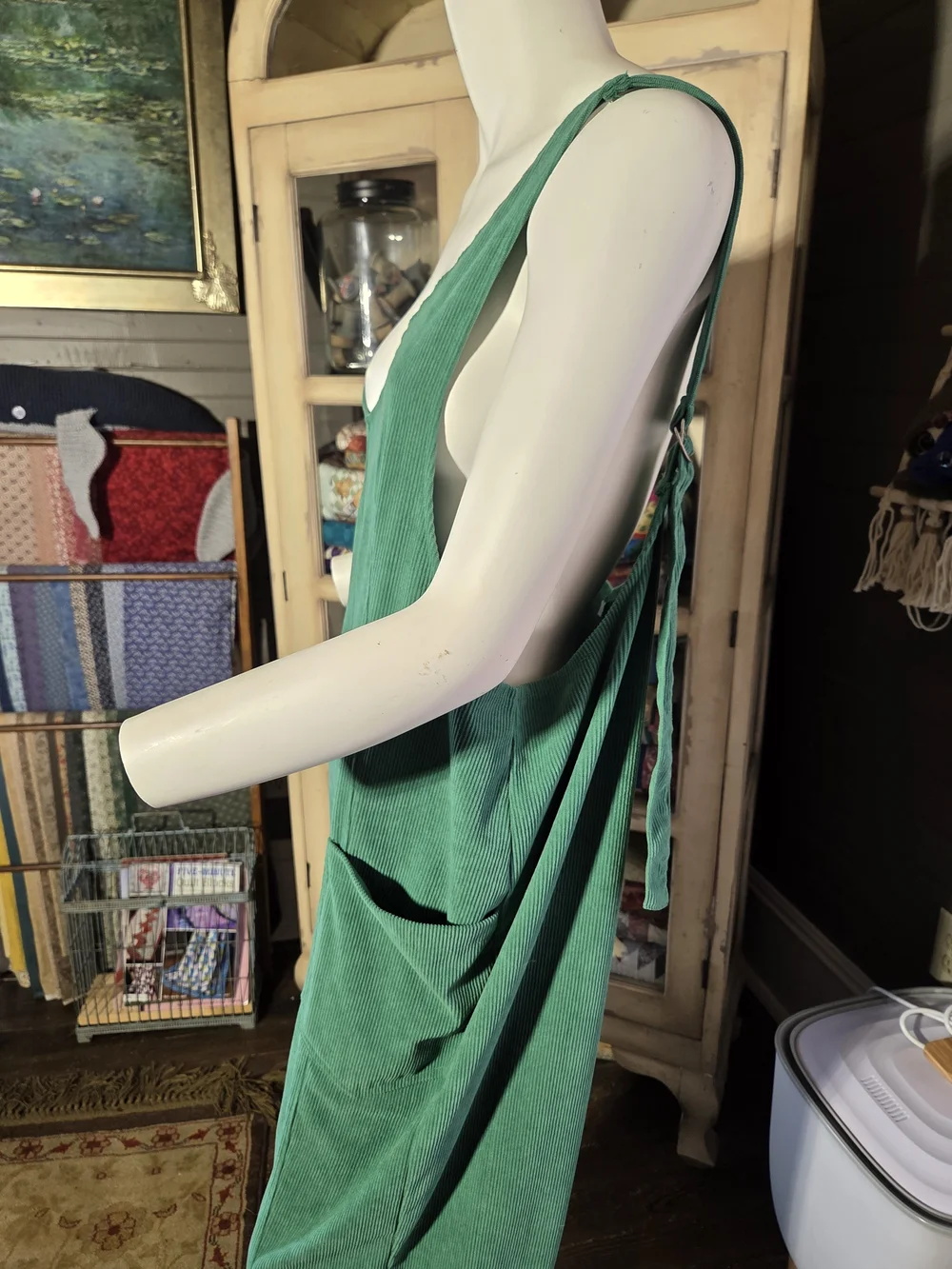 Green Relaxed Corderoy Jumpsuit - Picture 4 of 7
